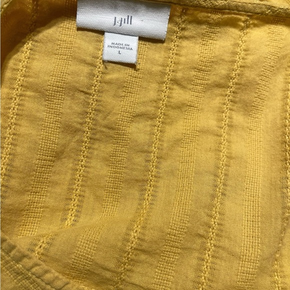 J.Jill Yellow Peasant Blouse Size L Cottagecore Prairie Boho Tiered Top - Picture 6 of 6